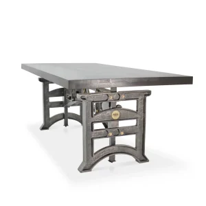 Harvester Industrial Executive Desk – Iron Adjustable Base – Driftwood Top