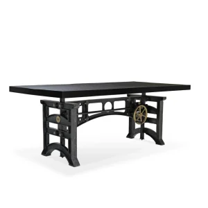 Harvester Industrial Executive Desk – Iron Adjustable Base – Rustic Ebony