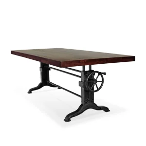 Frederick Industrial Dining Table Desk – Adjustable Height – Walnut Top