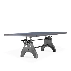 KNOX Adjustable Height Dining Table – Steel Base – 8 ft Gray Top