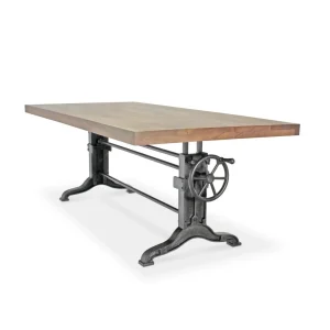 Frederick Adjustable Height Dining Table Desk – Cast Iron – Oak