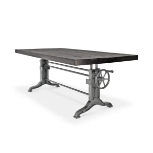 Frederick Adjustable Height Dining Table Desk – Cast Iron – Rustic Ebony