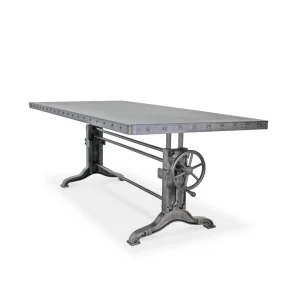 Frederick Adjustable Height Dining Table Desk – Cast Iron – Steel Top