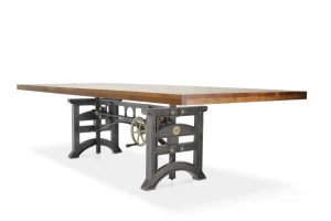 Harvester Industrial Communal Table – Iron Adjustable Base – Natural Top