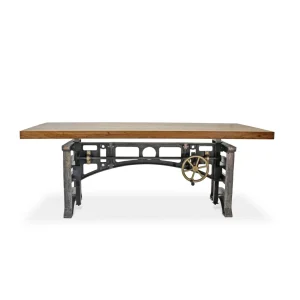 Harvester Industrial Executive Desk – Cast Iron Adjustable Base – Oak Top
