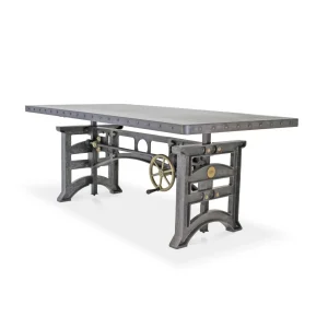 Harvester Industrial Executive Desk – Cast Iron Adjustable Base – Steel Top
