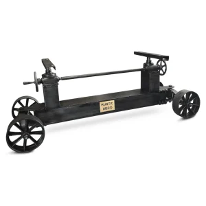 Industrial Trolley Table Desk Base – Iron Wheels – Adjustable Height – DIY