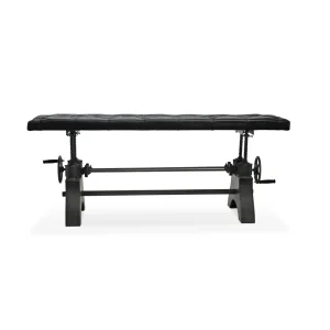 KNOX Adjustable Bench Dining to Bar Height – Steel Crank – Black Leather Seat