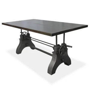 KNOX Adjustable Coffee to Dining Table – Industrial Steel Crank – Ebony Top