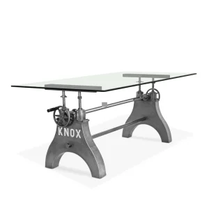 KNOX Adjustable Dining Table – Steel Base – Elegant Glass Top