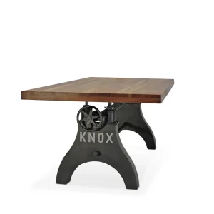 KNOX Adjustable Dining Table – Steel Industrial Base – Oak Top