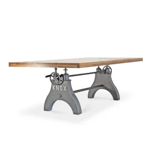 KNOX Adjustable Height Dining Table – Steel Base – 8ft Oak Top