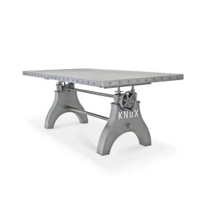 KNOX Adjustable Height Dining Table – Steel Crank Base – Steel Top