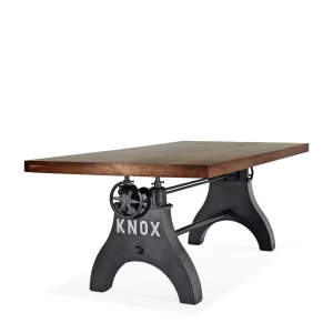 KNOX Adjustable Height Dining Table – Steel Crank Base – Walnut Top