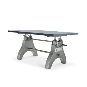 KNOX Adjustable Writing Table Desk – Embossed Steel Base – Pewter Gray